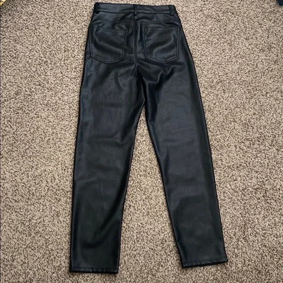 NWOT Dynamite Justina Straight Leg Black Faux Leather Pants - Picture 5 of 13